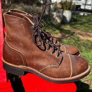 Red Wing Shoes Brown Leather Lace-Up Work Boots